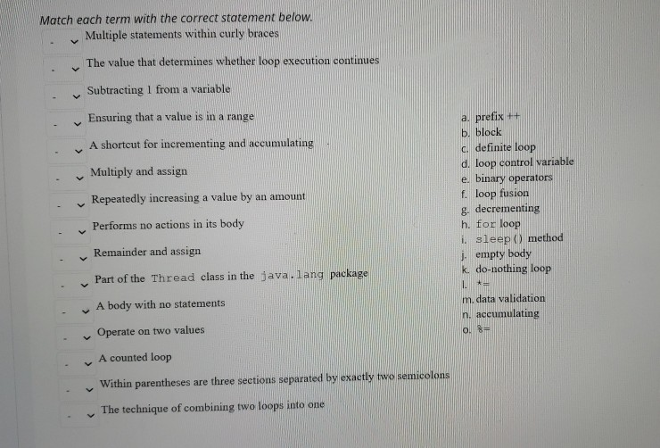 Solved Match Each Term With The Correct Statement Below. | Chegg.com