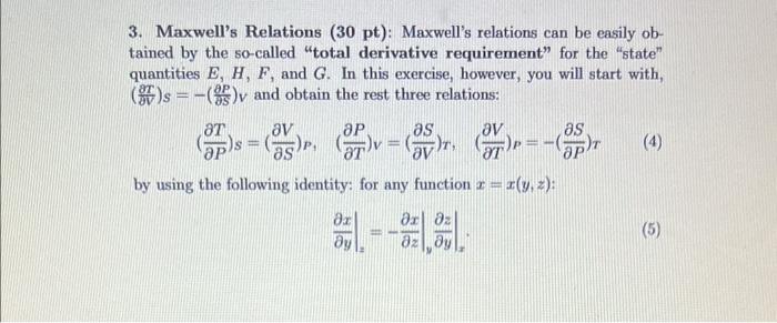 Solved 3. Maxwell's Relations ( 30pt ): Maxwell's relations