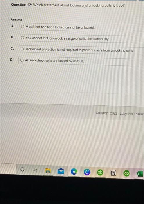 Solved Question 11 By Default What Does Excel Allow Users Chegg