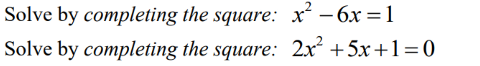 Solved Solve By Completing The Square 2x2 5x 1 0