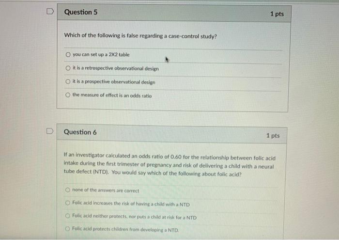 Solved D Question 3 1 pts If the relative risk from a cohort | Chegg.com