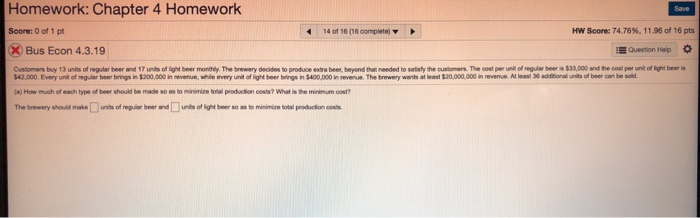 Solved Homework: Chapter 4 Homework Save Score: 0 of 1 pt 14 | Chegg.com