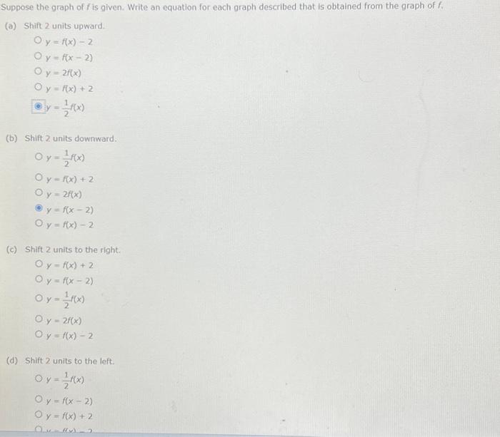 Solved Suppose the graph of f is given. Write an equation | Chegg.com