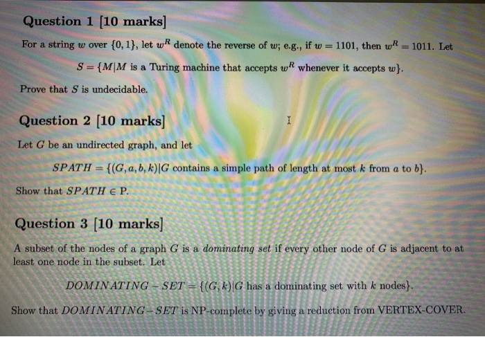Solved Question 1 (10 marks] For a string w over {0,1}, let | Chegg.com