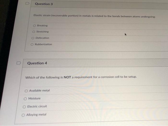 Solved Question 1 Which of the following material properties