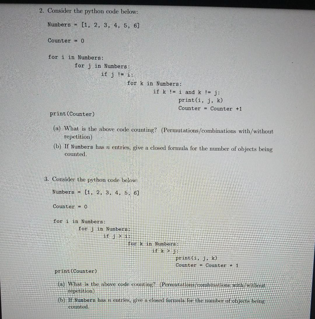 Solved 2. Consider The Python Code Below: Numbers [1, 2, 3, | Chegg.com