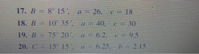 Solved 9. a = 6, b = 8. c = 12 10. a = 9. b = 3, e = 11 11. | Chegg.com