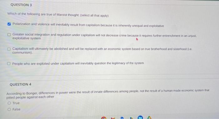 Solved Which Of The Following Are True Of Marxist Thought Chegg Com