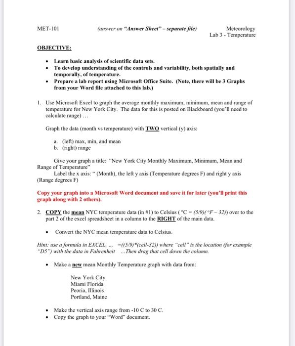 MET101 (answer on "Answer Sheet" separate file)