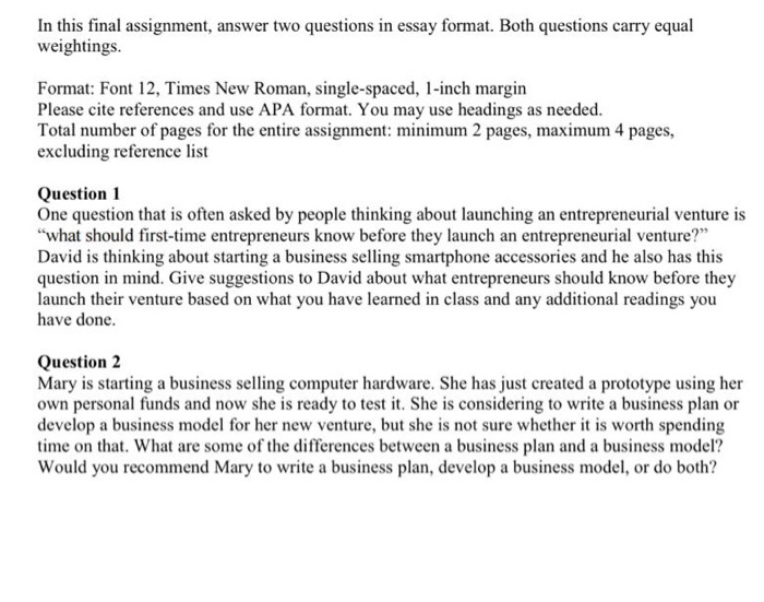 Solved: In This Final Assignment, Answer Two Questions In ...