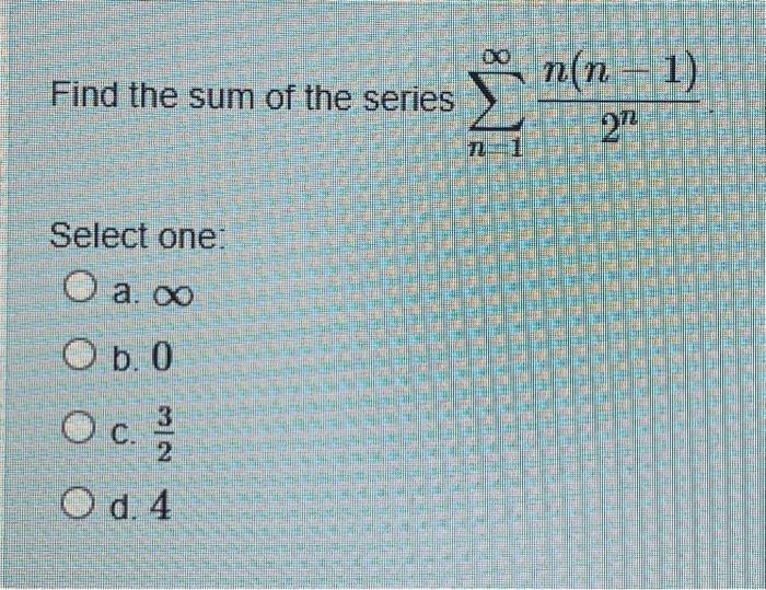 Solved Find the sum of the series \\( \\sum_{n=1}^{\\infty} | Chegg.com