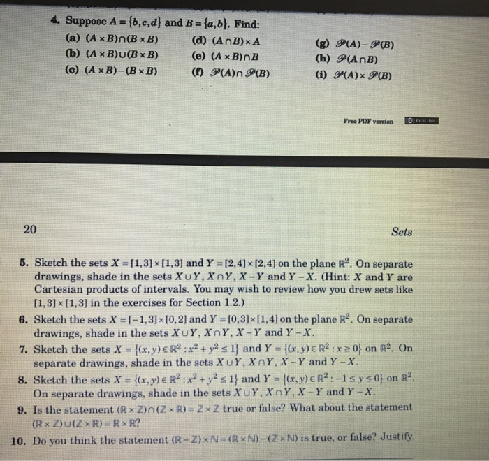 Solved 4. Suppose A = {b,c,d} And B = {a,b). Find: (a) (A B) | Chegg.com