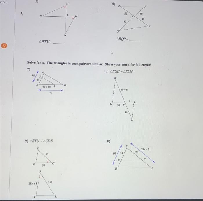 State if the triangles in each pair are similar. If | Chegg.com