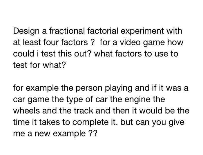 fractional factorial design experiment examples