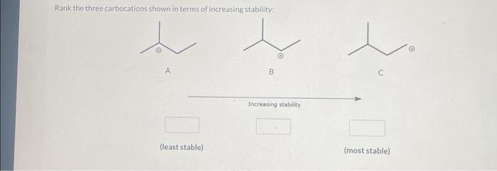 Solved Rank the three carbocations shown in terms of | Chegg.com