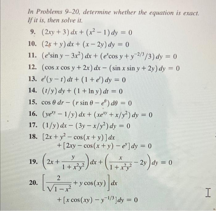 Solved In Problems 9-20, determine whether the equation is | Chegg.com