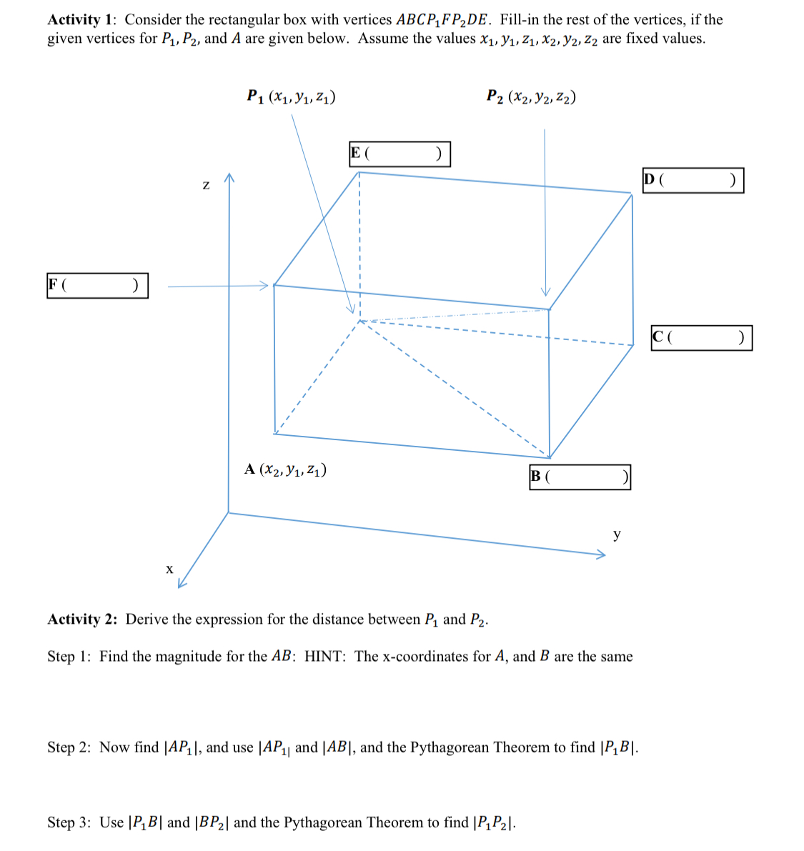Solved Activity 1: Consider the rectangular box with | Chegg.com