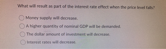 Solved What will result as part of the interest rate effect | Chegg.com