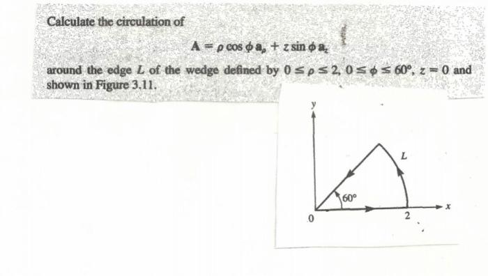 Solved Calculate The Circulation Of A P Cos O A Zsin Chegg Com