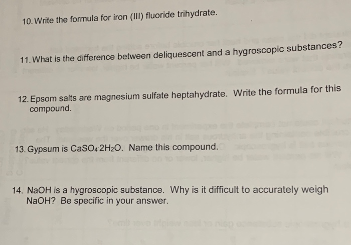 Solved 10. Write the formula for iron (III) fluoride
