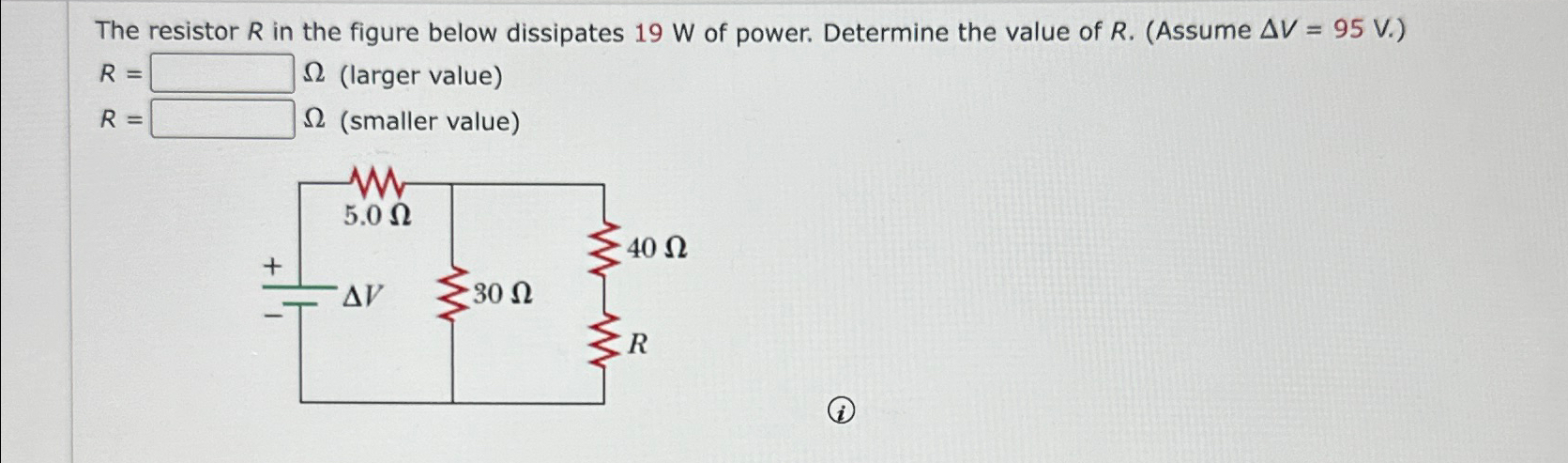 Solved The resistor R ﻿in the figure below dissipates 19W | Chegg.com