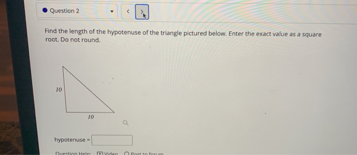 Solved Question 1 Find The Length Of The Hypotenuse Of 1966