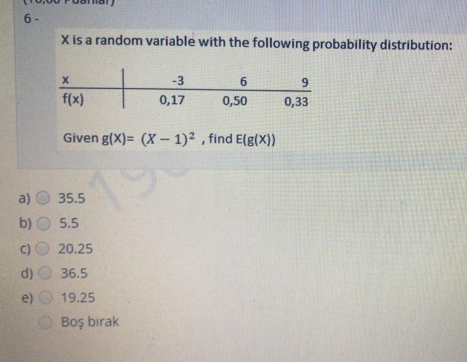 Solved (10.00 Points) 7 - X is a random variable with the | Chegg.com