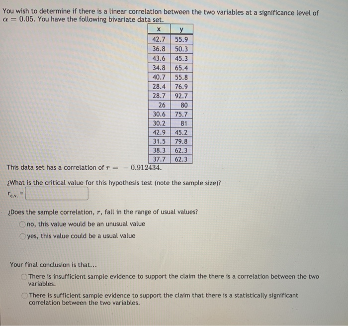 Solved You wish to determine if there is a linear | Chegg.com