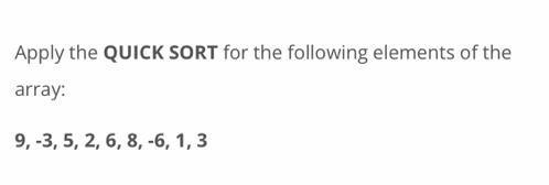 Solved Apply the QUICK SORT for the following elements of | Chegg.com