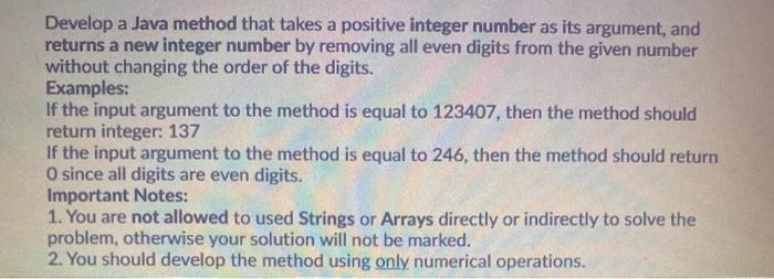 Solved Develop a Java method that takes a positive integer | Chegg.com