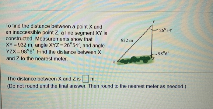 Solved 26°54' To find the distance between a point X and an | Chegg.com
