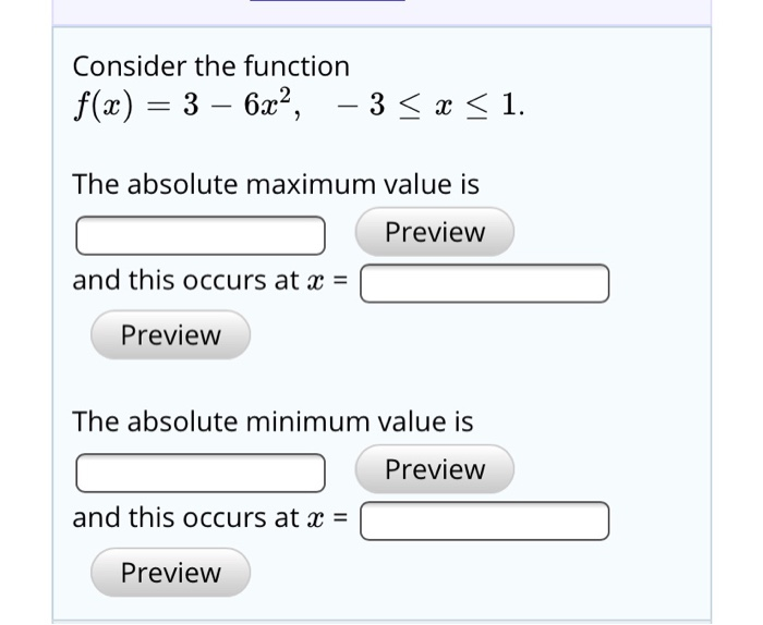 Solved Consider the function f(x) = 3 – 6x2, – 3