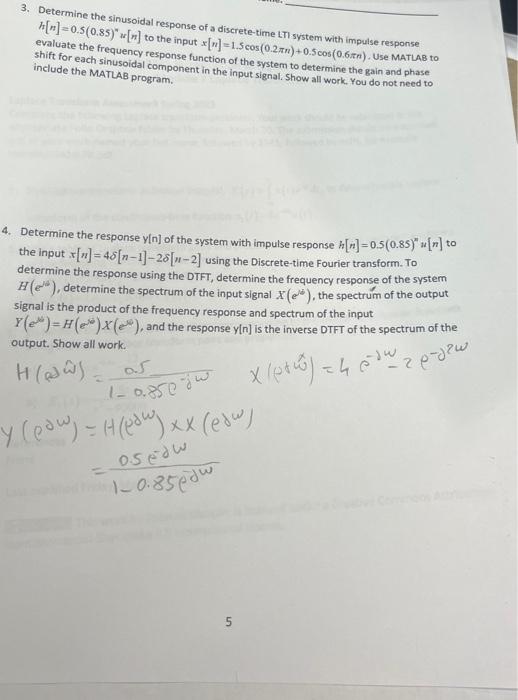 Solved 3. Determine the sinusoidal response of a | Chegg.com