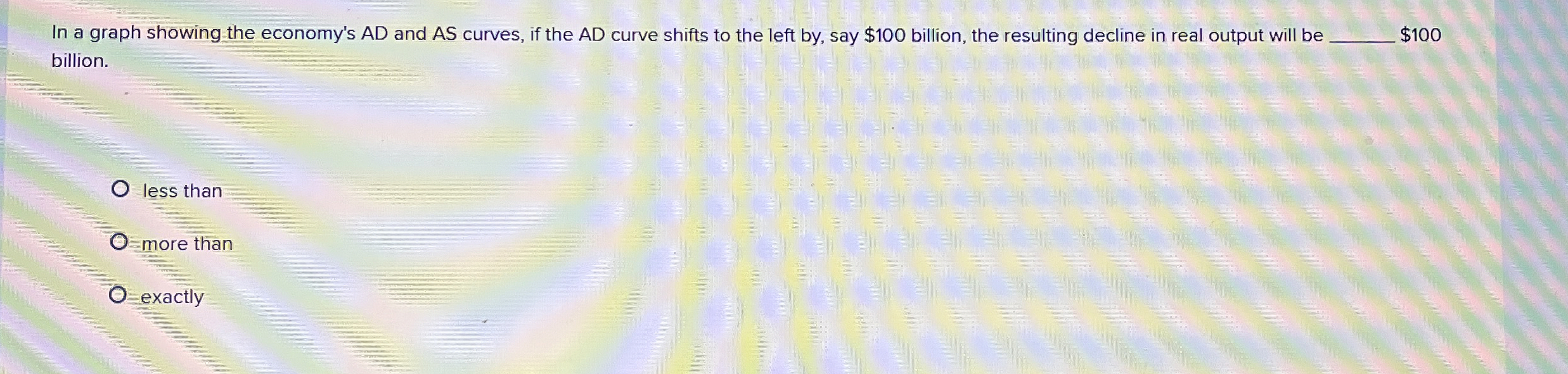Solved In a graph showing the economy's AD ﻿and AS ﻿curves, | Chegg.com