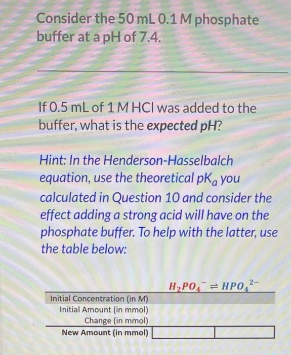 Solved Consider the 50 mL 0.1 M phosphate buffer at a pH of | Chegg.com
