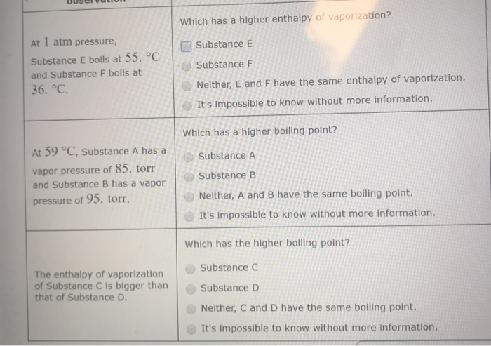 Which Has A Higher Enthalpy Of Vaporization