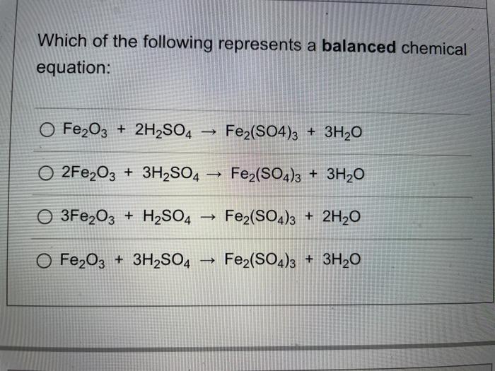 Solved Which Of The Following Represents A Balanced Chemical Chegg Com