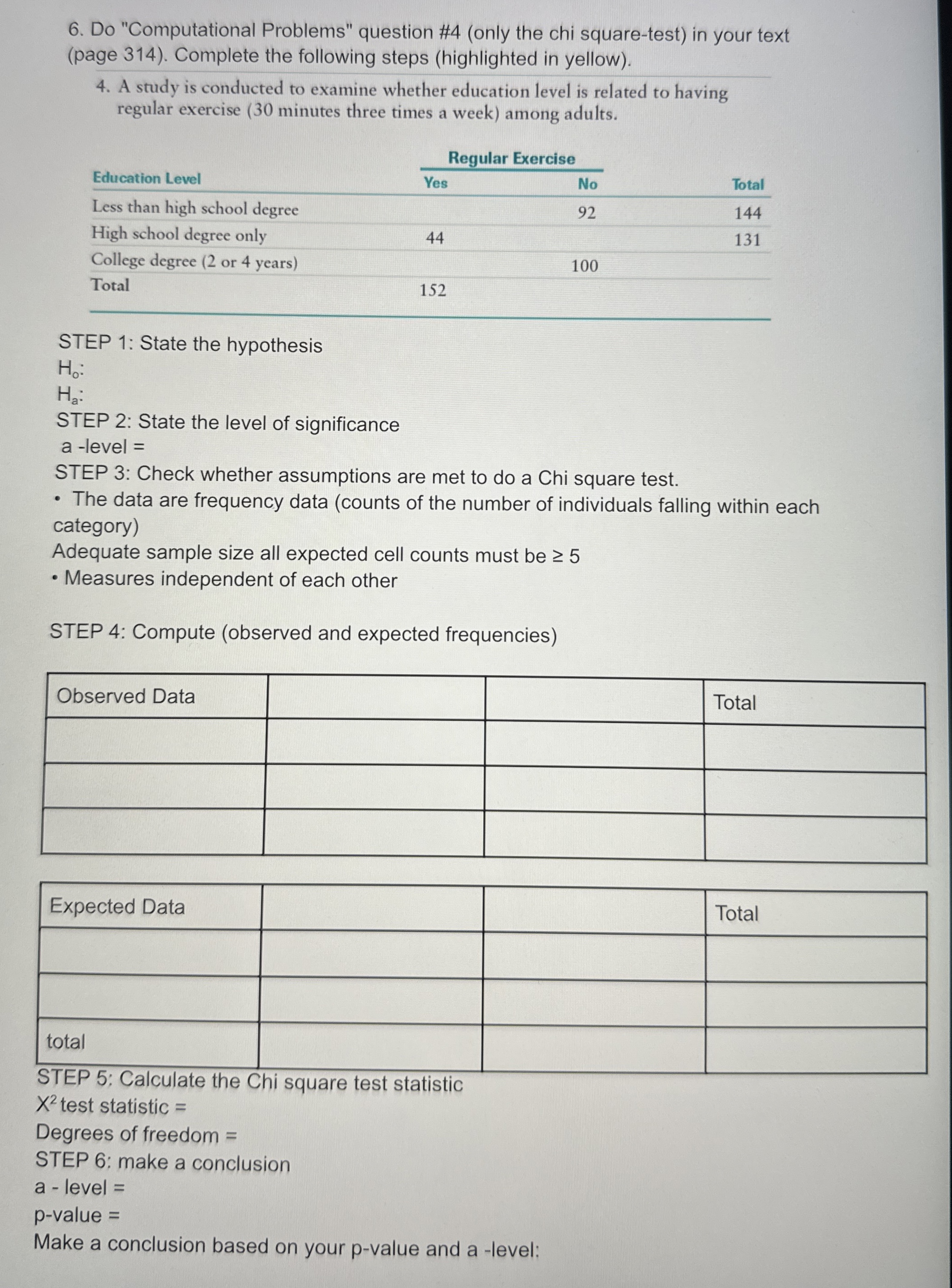 Solved Do "Computational Problems" question #4 (only the chi | Chegg.com