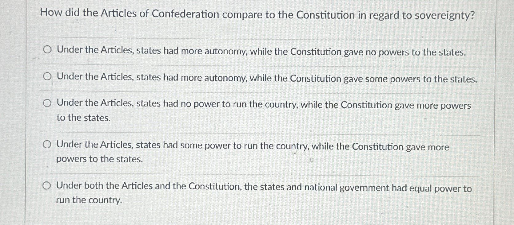 compare state sovereignty under the articles of confederation and the constitution