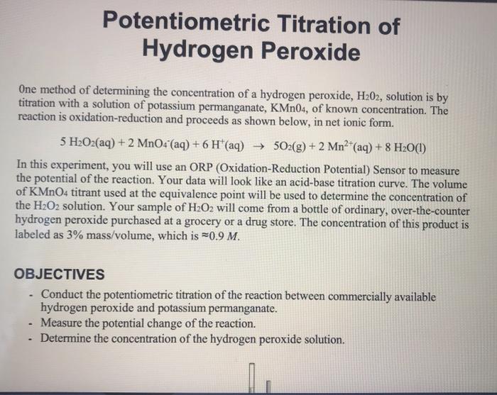 Potentiometric Titration Of Hydrogen Peroxide One Chegg 