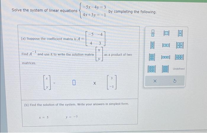 Solved Solve The System Of Linear Equations | Chegg.com