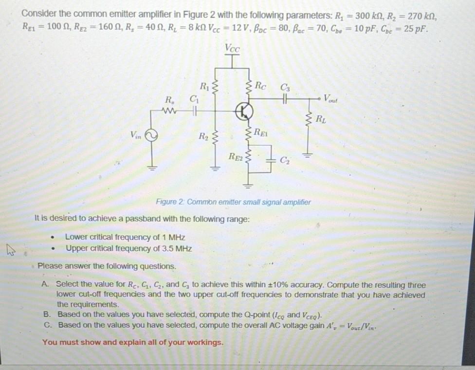 Solved Consider the common emitter amplifier in Figure 2 | Chegg.com
