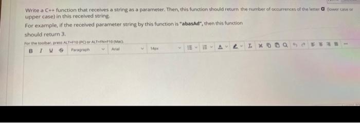 Solved Write a C++ function that receives a string as a | Chegg.com