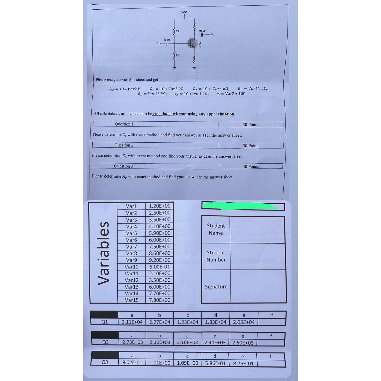 Solved Please use your variable sheet and | Chegg.com