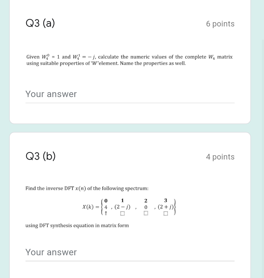 Solved Q3 A 6 Points Given W 1 And W2 J Calculat Chegg Com