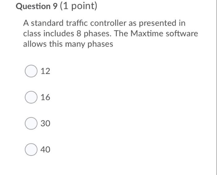 Solved Question 6 (1 point) The traffic signal controller | Chegg.com