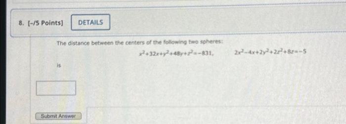 Solved The distance between the centers of the following two | Chegg.com
