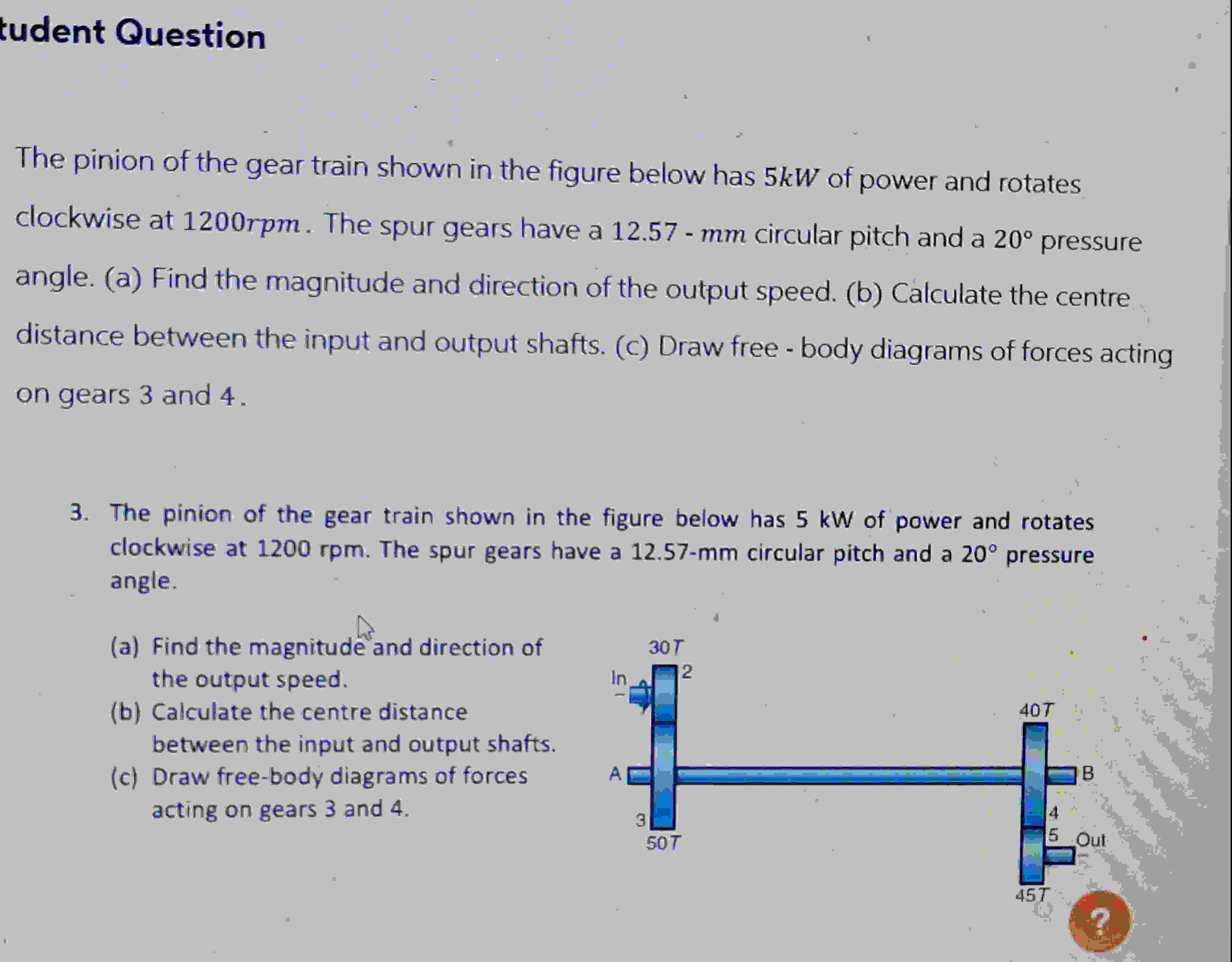 Solved The pinion of the gear train shown in the figure | Chegg.com