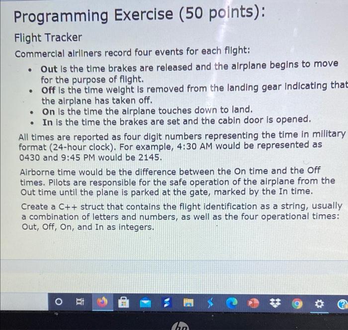 Solved . Programming Exercise (50 points): Flight Tracker | Chegg.com