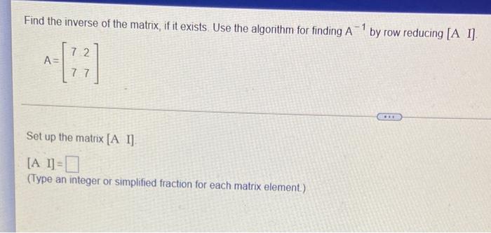 Solved Find the inverse of the matrix, if it exists. Use the | Chegg.com
